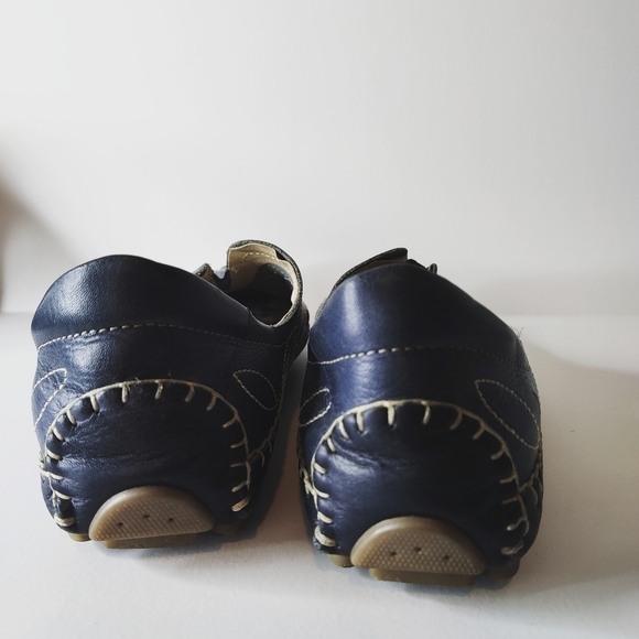 Pikolinos Women’s Leather Slip-On Loafers | Navy Blue Embroidered Flats size 9 - Picture 4 of 8